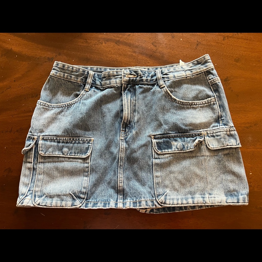 Zara Cargo Denim Mini Skirt